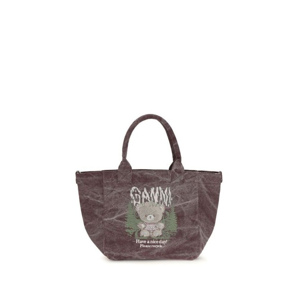 Ganni Bordeaux Recycled Cotton Shoulder Women's Bag